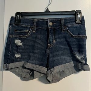Hollister low rise ripped denim shorts